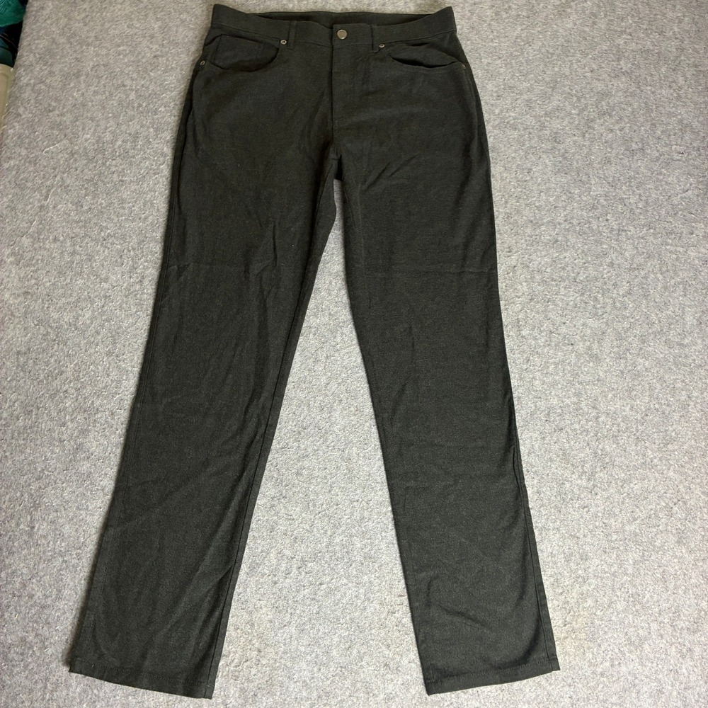 Kirkland Signature Mens Brushed Pants 33x31 Charcoal Gray Stretch Cotton